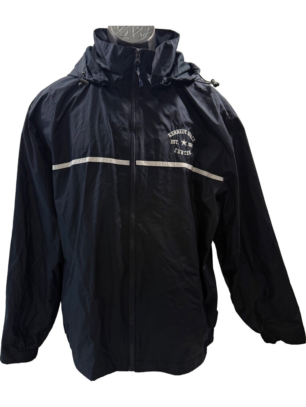 Kennedy Space Center Men's Hooded Rain Jacket XL | BEACON POINT Windbreaker Navy